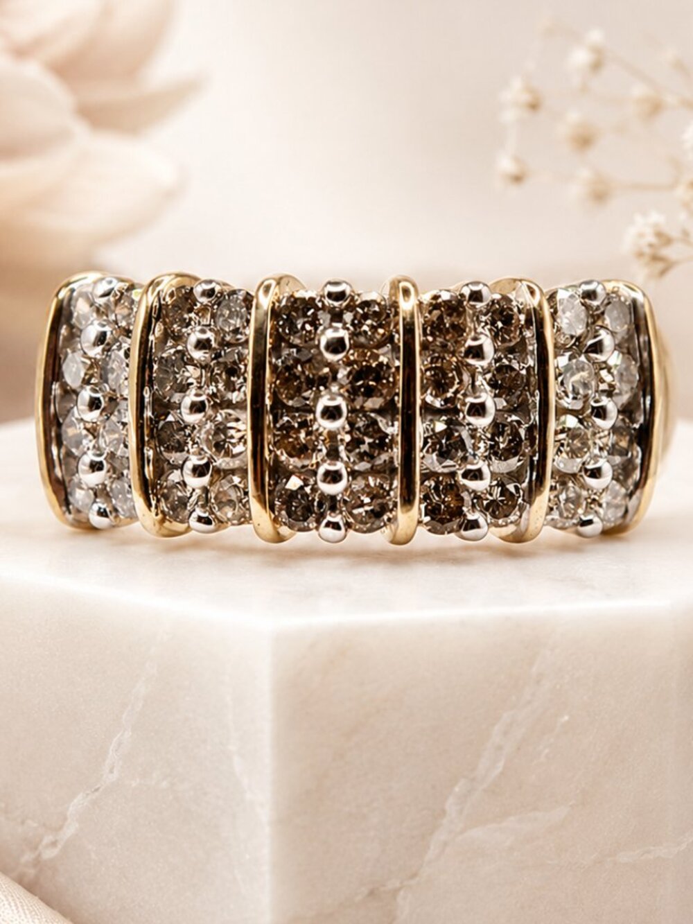 Two-Tone Diamond Row Ring